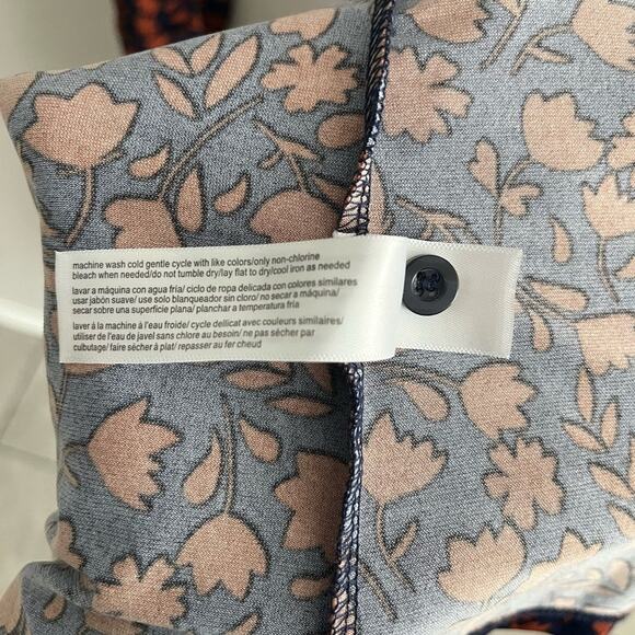 Eloquii Navy and Rust Long Sleeve Floral Button Front Shirt Dress Size 20 - Picture 4 of 6